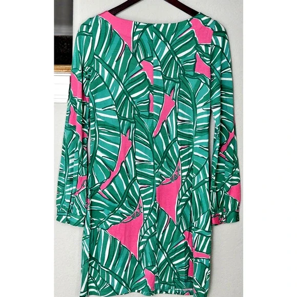 Lilly Pulitzer Womens Dress Richie Let's Go Bananas Shift Silk Cotton PalmLeaf S - Picture 4 of 6